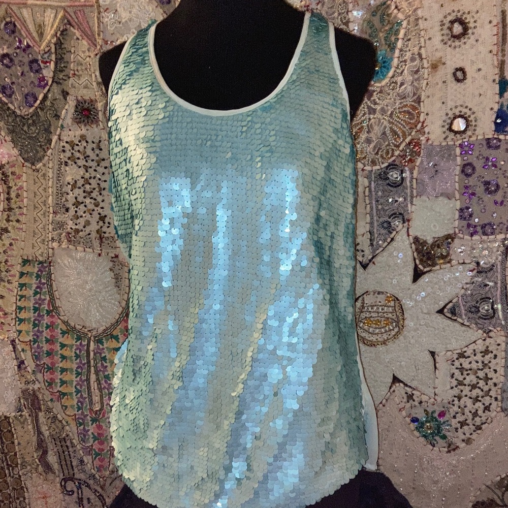Mossimo Supply Co. Mint Sequin Scoop Tank
